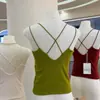 Camisola de cashmere de fio fino de algodão de Xinjiang, costas cruzadas, cor sólida simples, alças finas, modeladora e sutilmente estilosa 28115