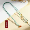Colar Cordão Assimétrico Feito à Mão DIY Alça de Pescoço Trançada Ajustável para Pingentes de Ouro e Jade, Cordão com Pingente de Fivela da Paz