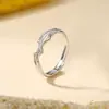 Par Original de Anel Flor Dupla S925 Prata Esterlina Anel de Abertura Nicho Moda Simples Anel de Casal Presente de Dia dos Namorados