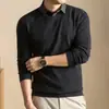 Nuevo Suéter de Punto para Hombre Falso Dos Piezas 100% Lana con Forro Polar, Engrosado, Camisa de Cuello Solapa, Prenda Interior Cálida