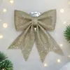 En Stock Venta al por mayor Adornos para Árbol de Navidad Escena Arreglo Algodón Perlado Polvo Dorado Lazo Estilo Moderno Minimalista
