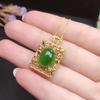 Pingente de jaspe jade natural S925 prata fosco ouro moda colar versátil espinafre verde