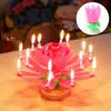 Vela Musical de Feliz Cumpleaños Flor de Loto Giratoria Vela Cantante de Pastel Vela de Loto Romántica Creativa