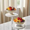 Bandeja Drenante Alta para Frutas para Sala de Estar Doméstica Novo Modelo 2025 Bandeja Expositora de Lanches de Frutas Secas Estilo de Luxo Leve de Alto Valor Cesta de Frutas