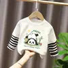 Camiseta de Manga Larga para Niños Estilo Primavera y Otoño Algodón Puro 2026 Ropa Nueva de Otoño Capa Base para Niño Falso Dos Piezas Ropa Interior Ropa para Niños