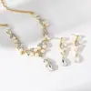 Set de Collar y Aretes Nupciales de Venta Caliente Transfronterizo 2025 con Pedrería para Accesorios de Vestido de Boda, Banquete y Fiesta