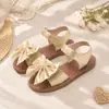 Sandalias Brillantes con Moño para Niñas Suela Suave Antideslizante Velcro Punta Abierta Estilo Dulce de Princesa Zapatos para Niñas