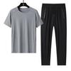 Pantalones deportivos finos de verano, camiseta de secado rápido, traje de manga corta elástico de hielo para hombre, nuevo traje casual suelto para correr