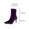 Botas de Mujer Tallas Grandes Transfronterizas Estilo Clásico Retro Francés Gamuza Punta Fina Botas Adelgazantes Tacón de Aguja Tacones Altos Botines Versátiles de Moda para Mujer