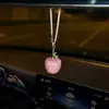 Colgante Popular Transfronterizo de Manzana Incrustada de Diamantes para Decoración de Coche, Adorno Colgante de Fruta de la Paz con Pedrería de Arcilla para Espejo Retrovisor de Coche