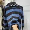 Suéter de Punto Rayas de Color Contrastante Cuello Redondo Manga Larga para Mujer Otoño e Invierno 2025 Nuevo Aspecto Delgado Holgado Suéter Básico Suéter Estilo Occidental