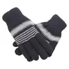 Luvas de Algodão Tricotadas de Inverno para Homens e Mulheres Camada Dupla Aveludadas Espessadas Luvas Pretas Etiqueta Luvas de Estudante Ciclismo Trabalho