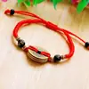 Pulsera de cobre real para hombre y mujer con monedas de cinco emperadores, pulsera de cuerda roja de cobre, ajustable, nudo diamante, cuerda de mano, joyería de Yiwu