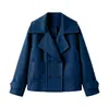 Nueva Ropa Europea y Americana para Mujer de Comercio Electrónico Transfronterizo Stock Disponible Chaqueta Corta Gruesa de Lana con Solapa Grande Abrigo para Mujer