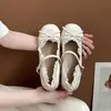 Zapatos de Ballet de Cuero Elegantes con Lazo de Gama Alta para Mujer 2026 Nuevo Otoño con Adorno de Encaje Mary Janes que Aumentan la Altura Modernos