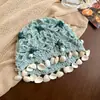 Chapéu Gorro Vazado com Pingente de Concha para Mulheres, Chapéu de Crochê Respirável de Verão com Acabamento de Luxo