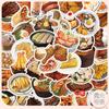 Adesivos de comida realistas 60 peças frango frito bife ovo arroz cozido comida diário de mão adesivos decorativos adesivos de case de celular em formato especial
