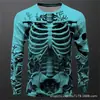 Camiseta de manga larga casual retro con calavera 3D para hombre, cuello redondo, pulóver, nuevo, transfronterizo, directo del fabricante