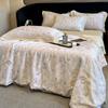 Conjunto de Quatro Peças de Colcha Fresca de Verão Tencel Luxo Leve Fresco Solteiro e Casal Colcha de Verão Lavável à Máquina Colcha para Ar Condicionado Colcha Fina