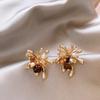 Otoño e Invierno Maillard Fuego Artificial Dorado Ojo de Tigre Pendientes Elegantes para Mujer Diseño Único Pendientes de Gama Alta Pendientes