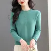 Suéter Coreano Nuevo Estilo Otoño/Invierno 2026 Cuello Redondo, Corte Holgado, Jacquard Retro, Suéter de Punto Chic, Suéter Básico para Mujer