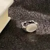 Anillo Minimalista Ojo de Gato Luna Blanca, Anillo Ajustable de Moda Personalizado, Conjunto de Joyería para Mujer con Forma de Anillo Estilo Europeo y Americano