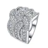 Kalamei Venta Caliente Transfronteriza Juego de Anillos Giratorios Completamente de Diamante con Circonita Super Brillante Anillo Retorcido Envuelto Anillo Elegante y Exquisito