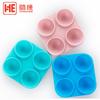 Bandeja de Hielo de Silicona Estilo Coreano Grado Alimenticio Molde de 4 Agujeros Caja Casera para Hacer Hielo Hielo en Bola Conectado 4 Hielo en Cubo Bebida Fría Silicona de Grado Alimenticio