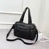 Bolsa Tote Grande de PU Lavado Popular Transfronteiriça, Bolsa de Ombro, Bolsa de Mão, Bolsa Transversal Estilo Retrô Europeu e Americano com Múltiplos Bolsos