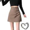Falda Corta Irregular de Verano 2026 Nuevo Estilo con Fruncidos de Cintura Alta para Mujer, Favorecedora, Versátil, de Corte A, que se Ajusta a la Cadera