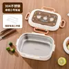 Lonchera de acero inoxidable 304, apta para alimentos, apta para microondas, adecuada para que los trabajadores de oficina lleven comida, lonchera compartimentada, lonchera para estudiantes