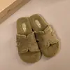 Pantuflas de felpa para mujer con forro de polar, cálidas, lana de cordero sintética, suela suave, adecuadas para usar en interiores y exteriores, nuevas zapatillas tipo slip-on para perezosos, otoño e invierno 2026
