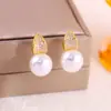 Pendientes Geométricos de Perla y Circonita de Lujo Ligero y Gama Alta, Pendientes Elegantes y Simples de Moda para un Estilo Único, Pendientes Únicos y Versátiles para Mujer