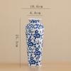 Jarrón de porcelana azul y blanca de la época medieval de Shumen con flores secas, adornos florales para la sala de estar y el comedor, decoración con un toque moderno.
