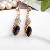 Brincos Studs de Gota d'Água Full Strass Estilo Coreano Moda Coração do Oceano Mesmo Estilo Brinco Elegante Fabricante Acessórios