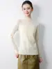Roupa de alta qualidade pronta para usar com design simples e durável, apresentando gola semi-alta e mangas compridas, top feminino versátil para primavera e outono com uma vibe casual e elegante