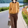 Roupa Esportiva Casual Estilosa de Manga Longa com Bloqueio de Cores e Gola Lapela, Tamanho Grande, Caimento Solto, Redutora de Idade, Primavera e Outono do Sudeste Asiático