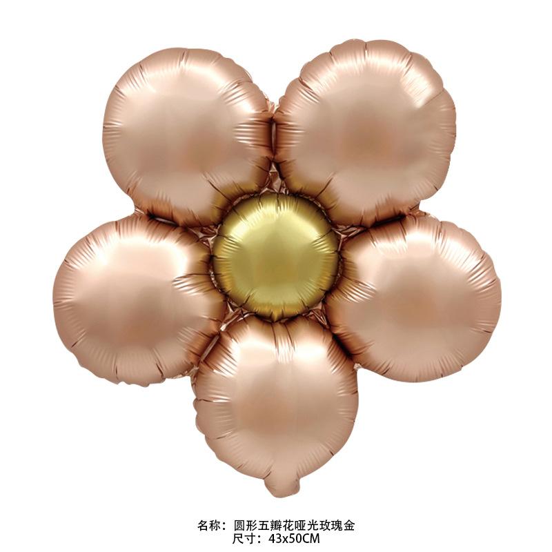 圆形五瓣花哑光玫瑰金