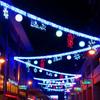 Luzes de LED em forma de floco de neve para a rua, iluminação pública, luzes transversais, luzes de estilo festivo de primavera ao ar livre, luzes de corda