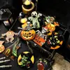 Decorações Vintage de Halloween Enfeites de Madeira para Halloween Abóbora Bruxa Gato Preto Recorte de Madeira Decorações para Festa em Casa