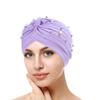 Moda Europea y Americana Sombrero de Punto Plisado para Mujer Sombrero Indio Sombrero Turbante con Cuentas Grande y Pequeño