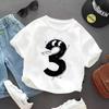 Camiseta de Manga Corta para Bebé de 1 Año Cumpleaños Número Verano Nueva Ropa para Niños Niños y Niñas Dibujos Animados Algodón Tops