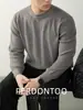 ¡Lana Modal Cálida y Suave! Suéter de Punto Grueso Cálido de Cuello Redondo Otoño e Invierno Camisa Base Casual de Punto para Hombre