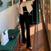 Calça feminina elegante de alta qualidade, corte slim, de Dongdaemun, Coreia