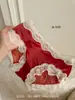 Como uma flor, como um jade ~ Calcinhas de renda acetinada sexy cor de âncora para meninas desejo puro este ano cuecas de noiva mulheres