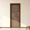 Estética Retro Dinastia Song Sombra de Bambu Porta de Vidro Novo Estilo Chinês Madeira de Nogueira com Padrão de Madeira Porta de Vaivém para Cozinha Banheiro Banheiro