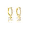 Amazon comercio exterior venta caliente estilo ins aretes de botón blancos para mujer moda geométrica estilo dulce aretes de esmalte epoxi