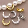 Cor Dourada 18K Zircônia Incrustada de Conservação da Cor Espaçador de Pérola Crescente Espaçador Incrustado Material para Acessórios de Joias Pulseira de Contas DIY