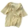 Cárdigan de punto de seda helada de manga corta para mujer, nueva camiseta fina de verano con cuello en V elegante, top básico de manga media, otoño talla única