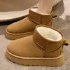 Botas de neve femininas com sola grossa, novos sapatos de inverno Birkenstock peludos 2026, botas curtas de pelúcia e espessadas, sapatos de algodão do Nordeste